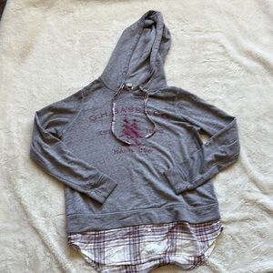 G.H. Bass & Co. Layered Look Hoodie | Plaid Hem Casual Pullover Top